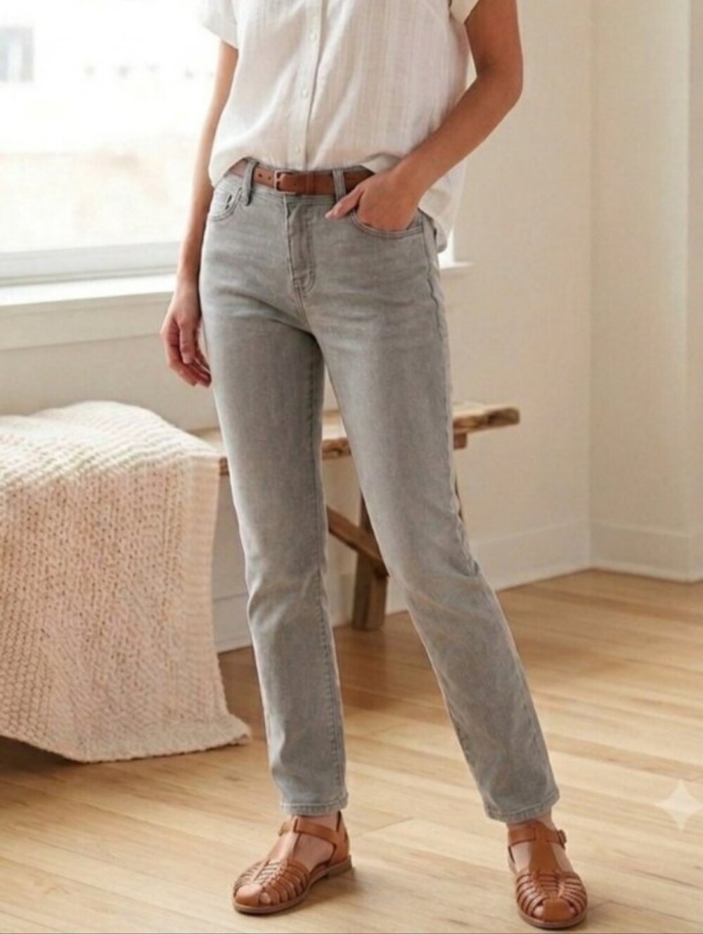 🆕 BANANA REPUBLIC High Rise Straight Leg Gray Jeans | 30S NWT